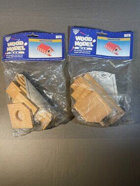 2 Vintage Wooden Birdhouse Kits. Sealed (710)